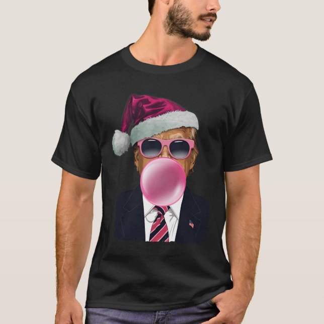 Camiseta Bubblegum Trump Soprando Bolha Goma Pia de Natal (Frente)