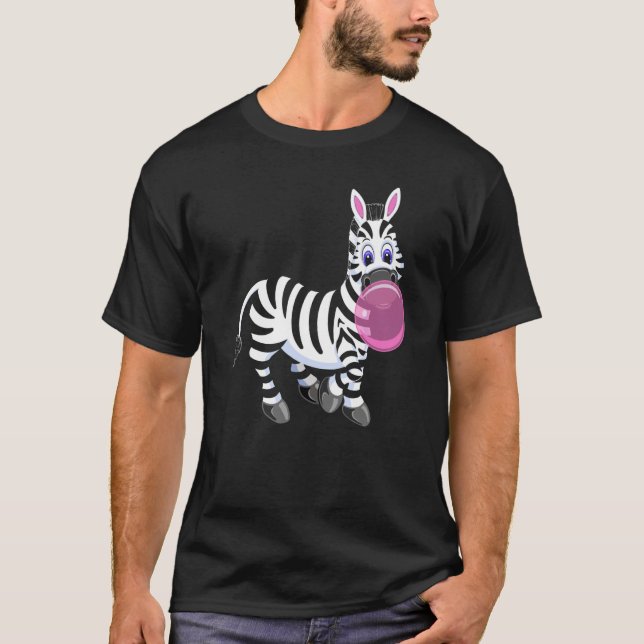 Camiseta Bubblegum Zebra Cute Zoo Animal (Frente)