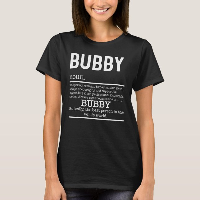Camiseta Bubby Definição Vovó Dia Mãe (Frente)