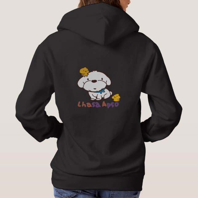 Camiseta bubu e guagua( Lhasa apso e frango pequeno) (Verso)