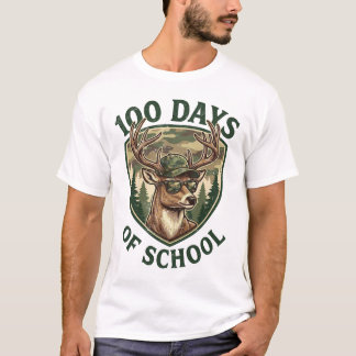 Camiseta Buck Deer 100 Days of School Camo Student Teacher
