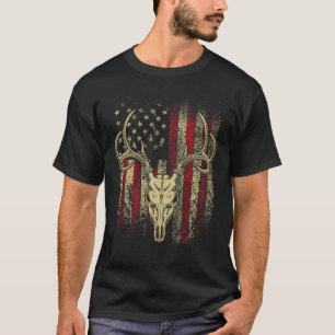 Camiseta Bucks Antlers e Skull em um veado de bandeira amer