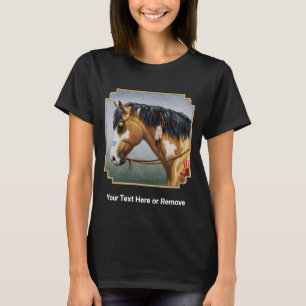 Camiseta Buckskin Pinto Cavalo de Guerra Nativo Americano