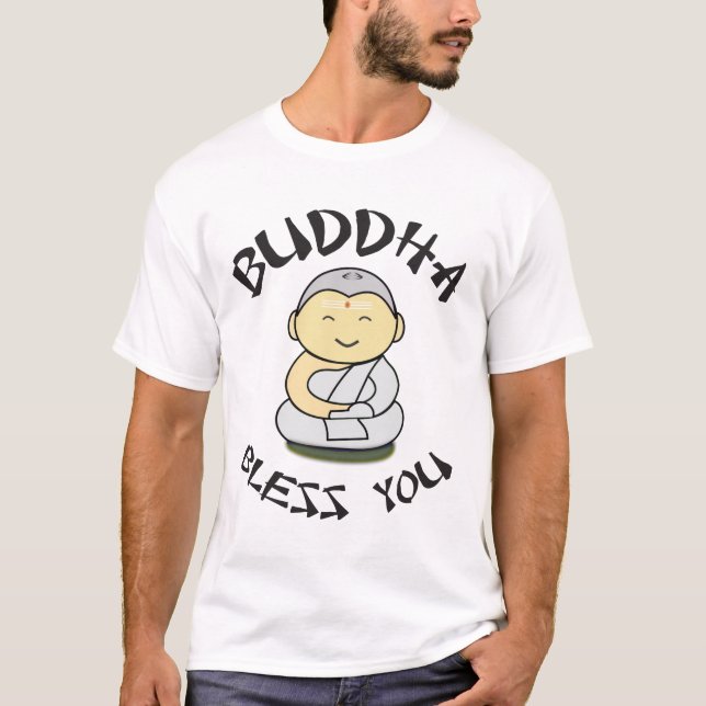 Camiseta Buda Abençoa Você - Feliz Buda Bonito (Frente)