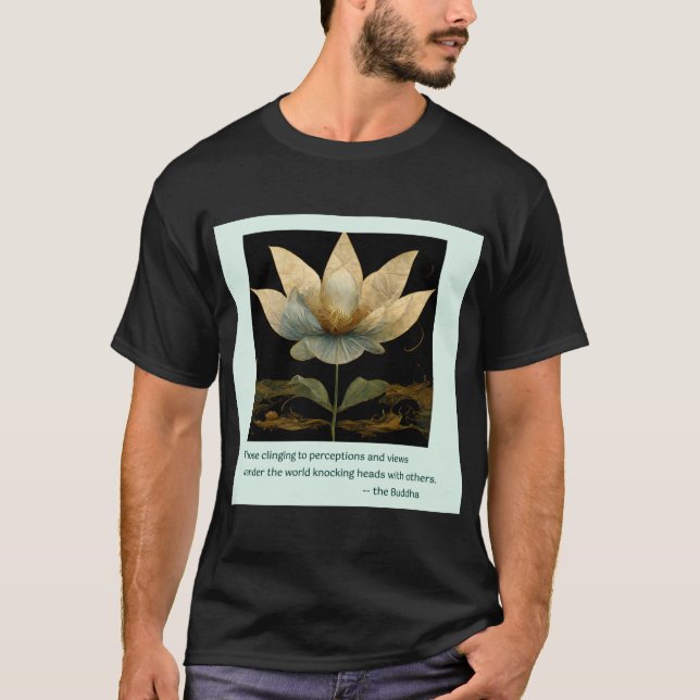 Camiseta Buda Citação sobre pessoas opinadas, DOURADO lótus (Frente)