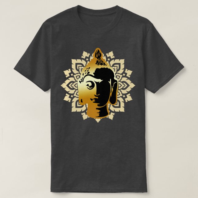 Camiseta Buda Estátua Chefe Mandala Meditação Zen (Frente do Design)