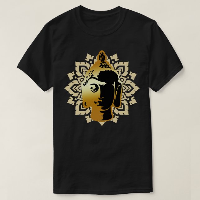 Camiseta Buda Estátua Chefe Mandala Meditação Zen (Frente do Design)