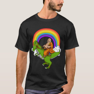 Camiseta Buda montando dinossauro T-Rex
