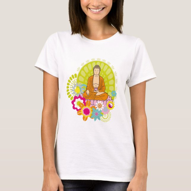 Camiseta Buda nas Flores da primavera (Frente)