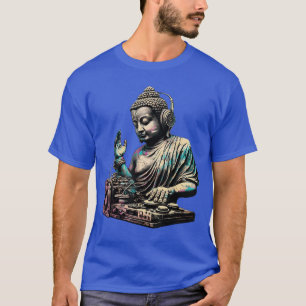Camiseta Buda Usando Fones de Ouvido DJ Produtor de Música