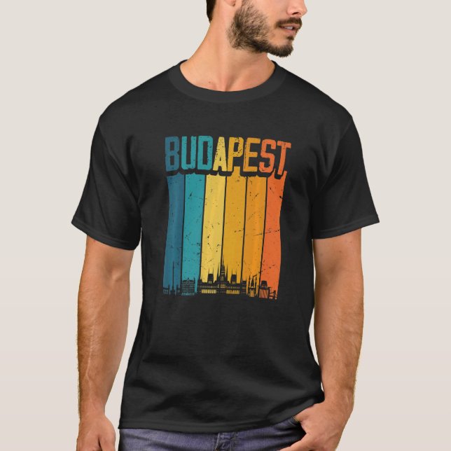Camiseta Budapest Hungria Retro Vintage Sunset Skyline Buda (Frente)