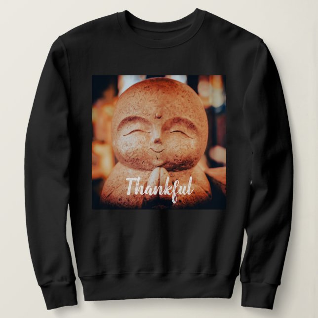 Camiseta Buddha Feliz e Grato Feminino (Frente do Design)