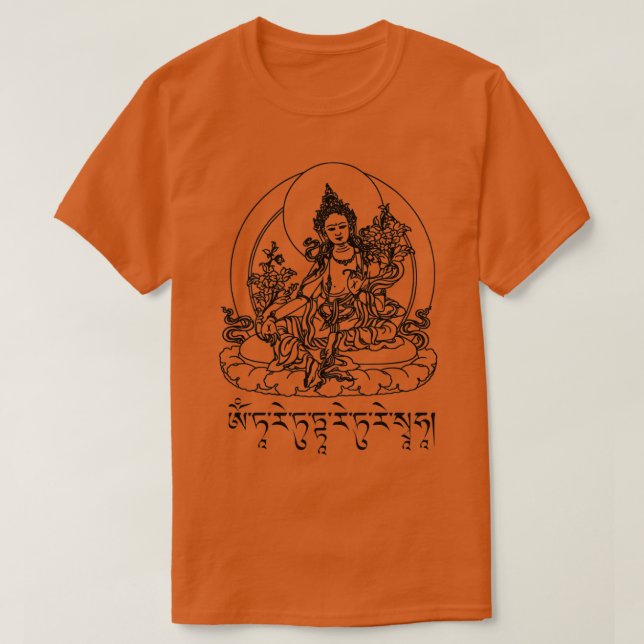 Camiseta Buddha Green Tara Mantra Tibetano Budismo Vajrayan (Frente do Design)
