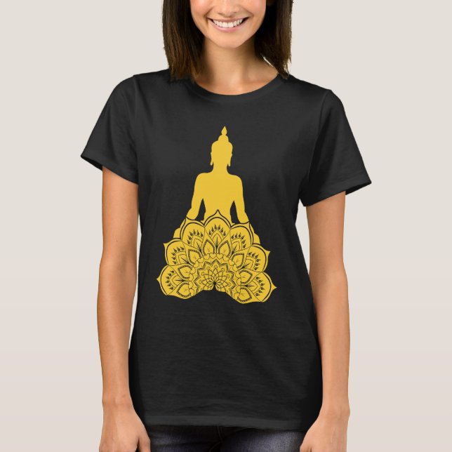 Camiseta Buddha Monk Namaste Praying Pray Smile Happy Laugh (Frente)