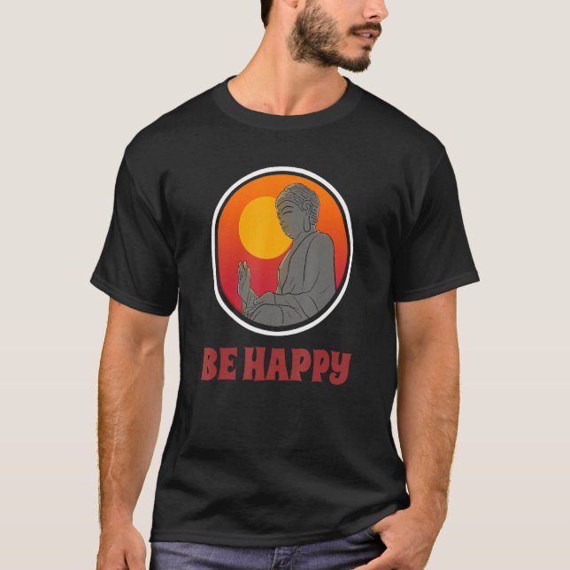 Camiseta Buddha Monk Namaste Praying Pray Smile Happy Laugh (Frente)