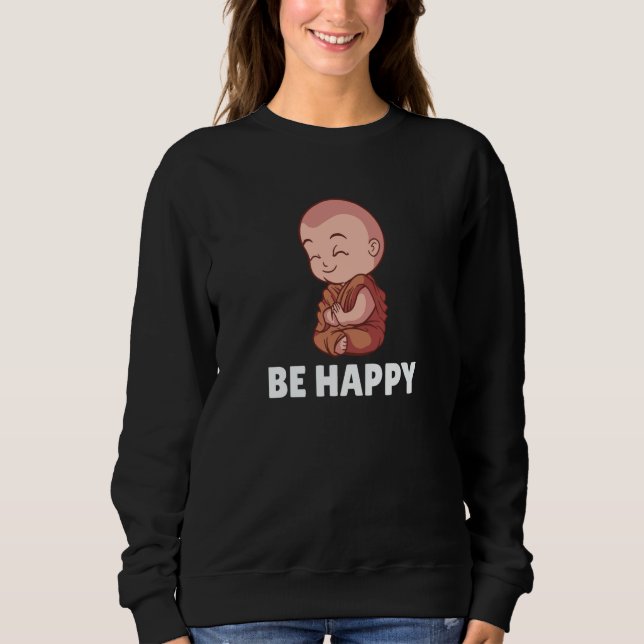 Camiseta Buddha Monk Namaste Praying Pray Smile Happy Laugh (Frente)
