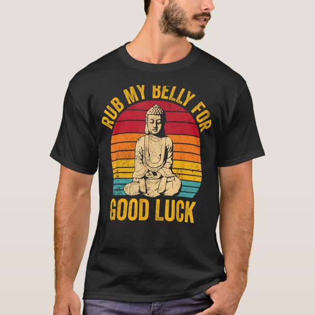 Camiseta Buddhism Buddha Buddhist Retro Rub My Belly for Go (Frente)