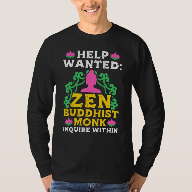 Camiseta Buddhism Buddha Help Wanted Zen Buddhist Monk Inqu (Frente)