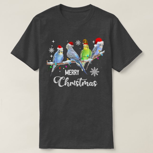 Camiseta Budgerigar Budget Bird Fala Natal Xmas (Frente do Design)
