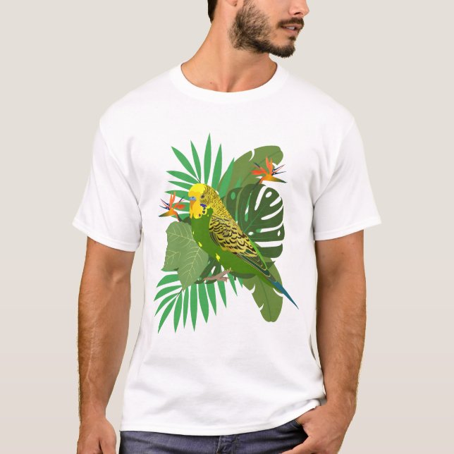Camiseta Budgerigar with leaves (Frente)