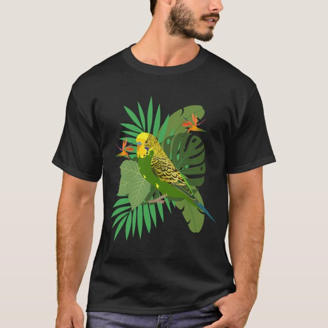 Camiseta Budgerigar with leaves (Frente)