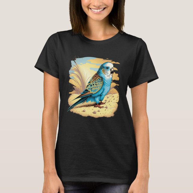 Camiseta Budget Budgerigar Parakeet Bird Ocean Beach Summer (Frente)