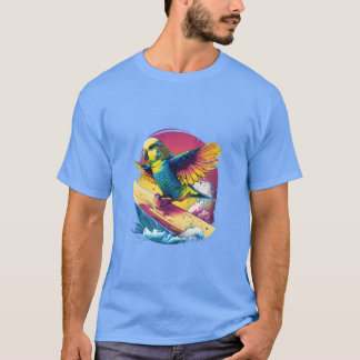 Camiseta Budget Surfboard Budgerigar Parakeet Bird Kawaii f