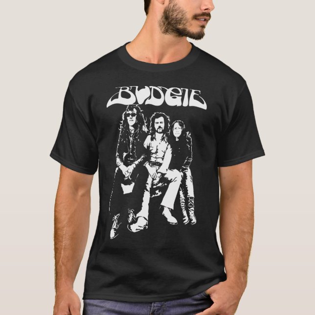Camiseta Budgie Band White in Black (Frente)