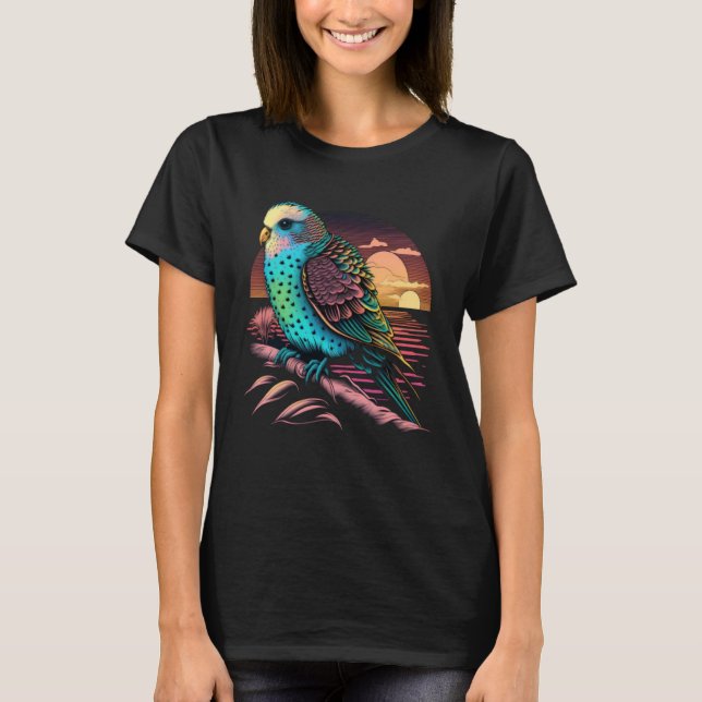 Camiseta Budgie Beach Budgerigar Parakeet Bird Summer  2 (Frente)