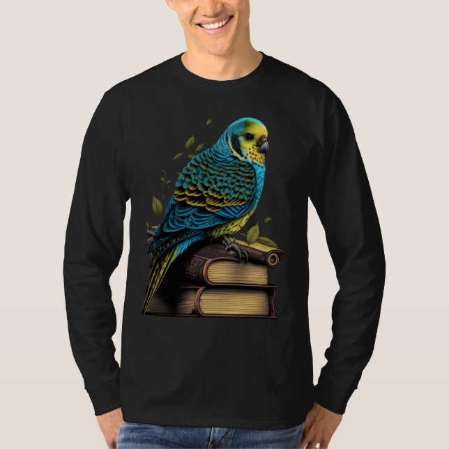 Camiseta Budgie Budgerigar Book Parakeet Bird Bookworm Read (Frente)