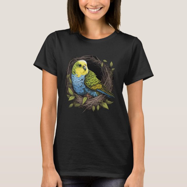 Camiseta Budgie Budgerigar Parakeet Bird Nest  2 (Frente)