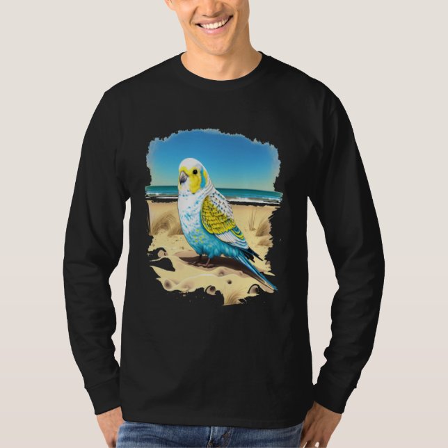 Camiseta Budgie Budgerigar Parakeet Bird Ocean Beach Summer (Frente)