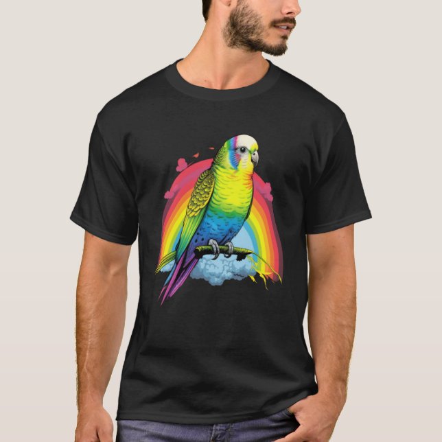 Camiseta Budgie Budgies Birds Rainbow Budgerigar Parakeet   (Frente)