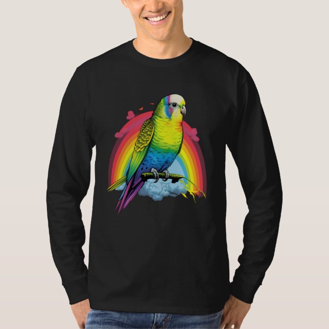 Camiseta Budgie Budgies Birds Rainbow Budgerigar Parakeet   (Frente)
