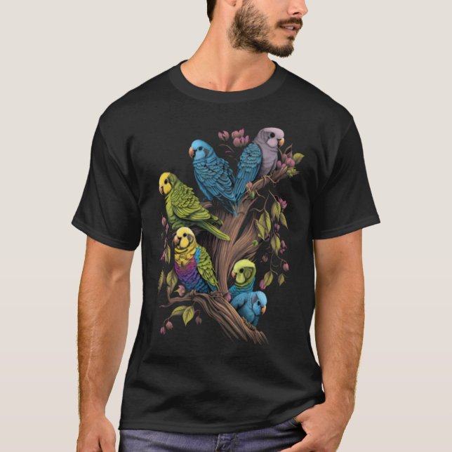 Camiseta Budgie Budgies Budgerigar Parakeet Birds  2 (Frente)