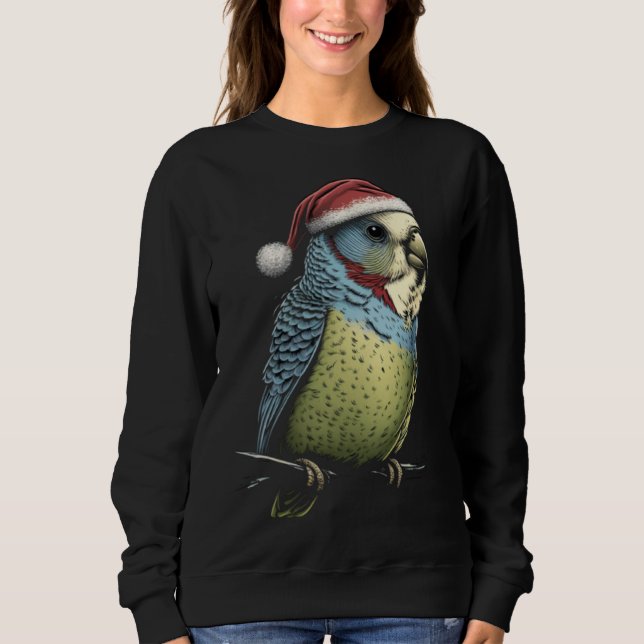 Camiseta Budgie Christmas Budgerigar Santa Hat Parakeet Bir (Frente)