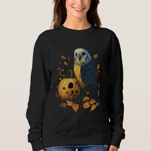Camiseta Budgie Halloween Pumpkin Budgerigar Parakeet Bird  (Frente)