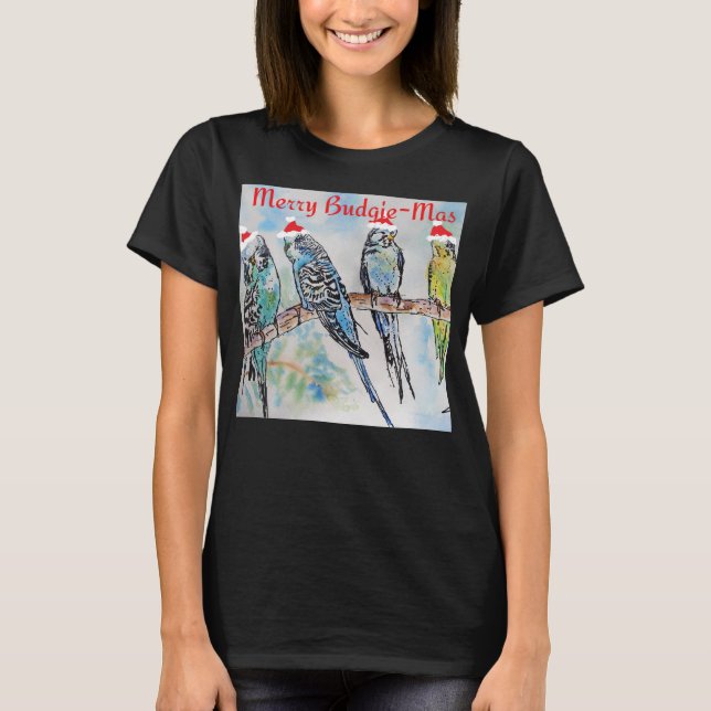 Camiseta Budgie Parakeet Budgerigar Womens Funny Christmas (Frente)