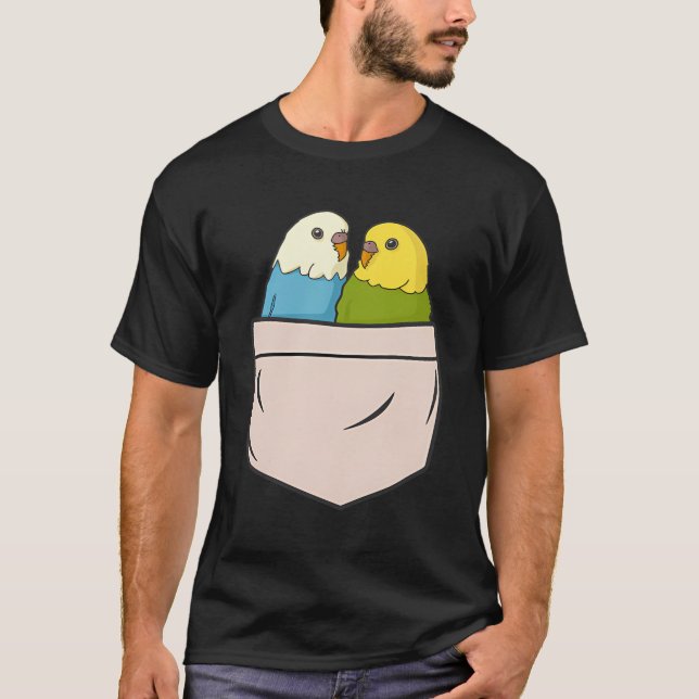 Camiseta Budgies In Chest Pocket Bird Parakeet Funny Welli (Frente)