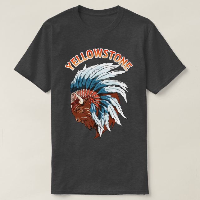 Camiseta Búfalo Cabeça de Iellowstone (Frente do Design)