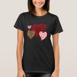 Camiseta Búfalo Vermelho Preto Xadrez E Corações De Leopard