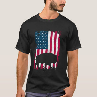 Camiseta Buffalo Bison American Flag 4 de julho Patriótico 