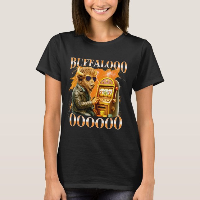 Camiseta Buffalo Bison Casino Slot Machine Funny Gambling B (Frente)