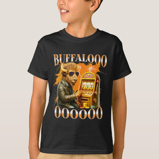 Camiseta Buffalo Bison Casino Slot Machine Funny Gambling B (Frente)