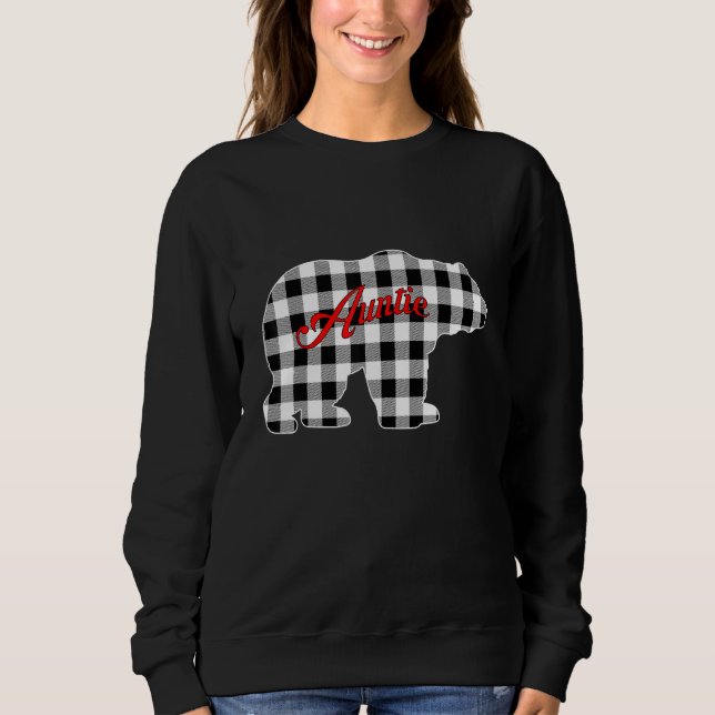Camiseta Buffalo Black and White Plaid Auntie Bear Christma (Frente)