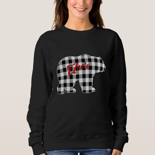 Camiseta Buffalo Black and White Plaid Uncle Bear Christmas (Frente)