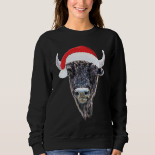 Camiseta Buffalo de Natal Vestindo Um Chapéu Festivo Do Pap