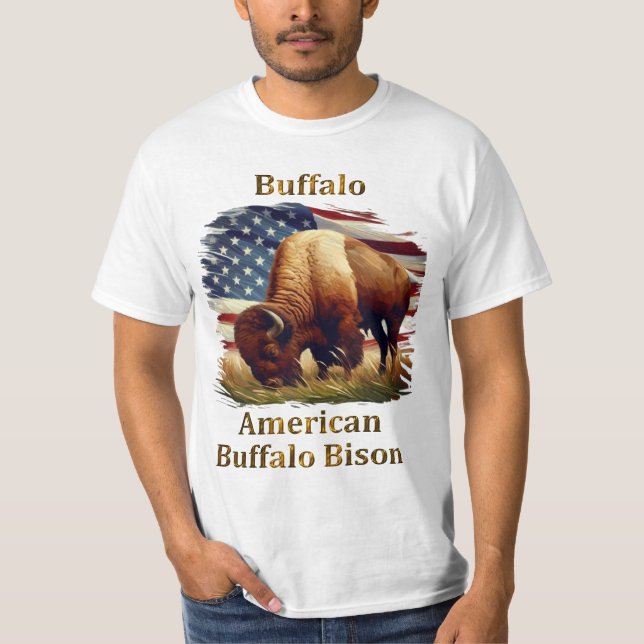 Camiseta Buffalo em frente à bandeira americana (Frente)