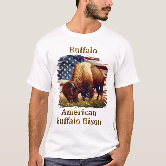 Camiseta Buffalo em frente à bandeira americana (Frente)