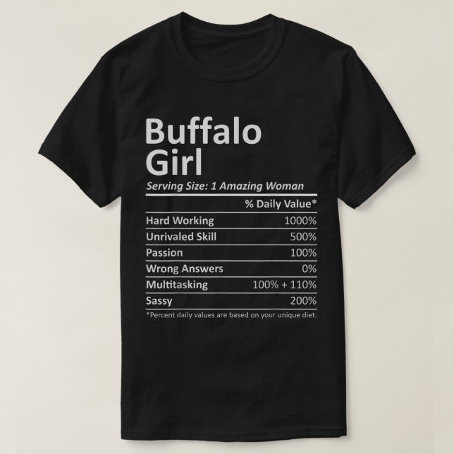 Camiseta BUFFALO GIRL NY NEW YORK Funny City Home Raízes EU (Frente do Design)